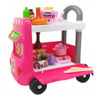 Carrito De Comida Juguete Con Sonidos 41 Accesorios Rosa