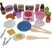 Carrito De Comida Juguete Con Sonidos 41 Accesorios Rosa