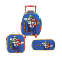 Set Mochila Mediana Chenson Ruedas Armin Escolar Llantas Kinder Mario Bros MB65970-9 Carro de Fabrica