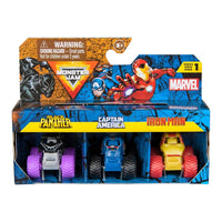 MONSTER JAM - Pack 3 Coches Monster Truck Marvel Escala 1:87