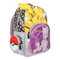 Mochila Grande Escolar Pokemon Pikachu y Mewtwo