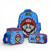 Kit Chenson Flep Mario Bros Mochila Chica Lonchera Lapicera