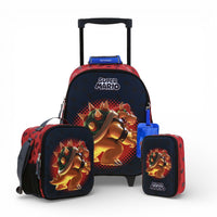 Kit Chenson Bowie Mario Bowser Mochila Ruedas Lonchera Lapicera
