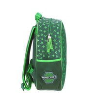 Mochila Chica Chenson Preescolar Kinder Minecraft Creeper Texturizado Mc65588-g Coleccion Brock Color Verde Diseño De La Tela Mc65772-9
