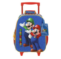 Set Mochila Mediana Chenson Ruedas Armin Escolar Llantas Kinder Mario Bros MB65970-9 Carro de Fabrica