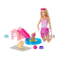 Barbie Muñeca Fiesta de Piscina con Perritos JBF35