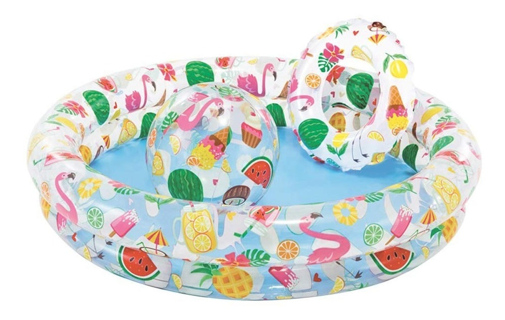 Alberca Con Pelota Y Salvavidas Intex 1.22m X 25cm Niño Full