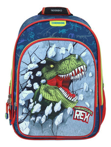 Mochila Escolar Grande Chenson Porta Tablet Dinosaurio Rex Co65609-9 Coleccion Mati Color Azul