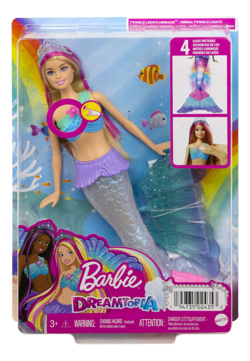 Barbie Muñeca Sirena Luces Brillantes Mattel HDJ36