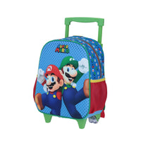 Mochila Chica Kinder Con Ruedas Chenson Azul Mario Bros Kom MB64518-9

