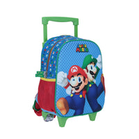 Mochila Chica Kinder Con Ruedas Chenson Azul Mario Bros Kom MB64518-9
