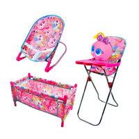 CYC Set 3 en 1 Ksimerito Cuna, Mecedor Y Silla Juguete Importacion T379128