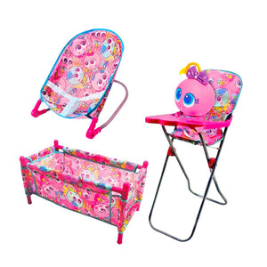 CYC Set 3 en 1 Ksimerito Cuna, Mecedor Y Silla Juguete Importacion T379128