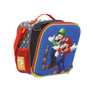 Set Chenson Mochila Ruedas Baston Lonchera Lapicera Luz Escolar Primaria Carro de Fabrica Mario Luigi Armin MB65971