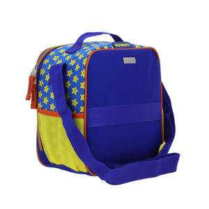 Set Mochila Ruedas Baston Lonchera Lapicera Luz Niño Escolar Primaria Carro de Fabrica Mario Bros Powp MB66310