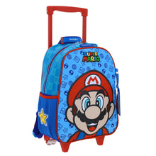 Cargar imagen en el visor de la galería, Mochila Chica Chenson Ruedas Niño Escolar Llantas Kinder Mario Bros Flep MB66131-9 Carro de Fabrica
