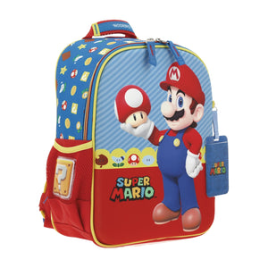 Set Chenson Mochila Lonchera y Lapicera Chica Chenson Preescolar Kinder Mario Bros Mush MB66262-9