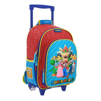 Mochila Mediana Chenson Ruedas Niño Escolar Llantas Kinder Mario Bros SQUAT MB66371-R Carro de Fabrica
