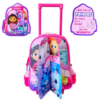 FM Mochila Ruedas Chica kinder Preescolar La Casa de Gabby Book GB204K35WH
