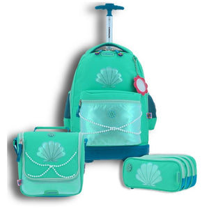 Set Chenson Mochila Ruedas Baston Lonchera Lapicera, Luces Led Para Niña Escolar Primaria Happy Girl  SHELLISH HG66354 Carro de Fabrica