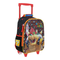 Mochila Chica Chenson Ruedas Niño Escolar Kinder Bowser Mario Rewo MB66321-3 Carro de Fabrica
