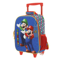 Kit Chenson Mario Luigi Mochila Ruedas Lonchera Lapicera Azul Mb65970-9_set
