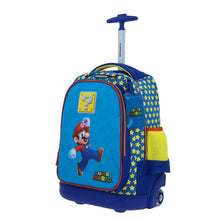 Cargar imagen en el visor de la galería, Set Mochila Ruedas Baston Lonchera Lapicera Luz Niño Escolar Primaria Carro de Fabrica Mario Bros Powp MB66310
