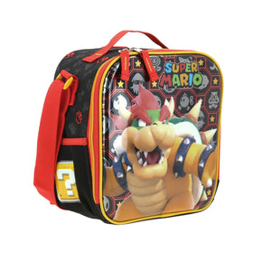 Set Chenson Mochila Lonchera Lapicera Para Niño Escolar Primaria Mario Bros Bowser Rewo MB66317