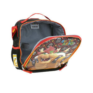 Set Mochila Ruedas Baston Lonchera Lapicera Luz Para Niño Escolar Primaria Carro de Fabrica Mario Bros Rewo MB66320