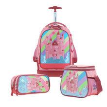 Cargar imagen en el visor de la galería, Set Chenson Mochila Ruedas Baston Lonchera Lapicera, Luces Led Para Niña Escolar Primaria Happy Girl Cast HG66495-P
