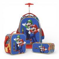 Kit Chenson Mario Luigi Mochila Baston Lonchera Lapicera Azul Bros
