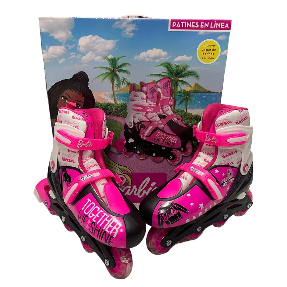 Patines con Luz Barbie Linea Talla Ajustable T378380 Juguete de Importación