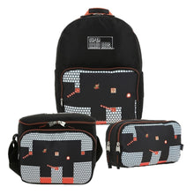 Cargar imagen en el visor de la galería, Set de Mochila Lonchera Lapicera Para Niño Escolar Primaria Mario Bros Fuego MB66156
