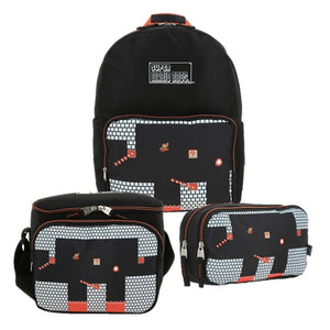 Set de Mochila Lonchera Lapicera Para Niño Escolar Primaria Mario Bros Fuego MB66156