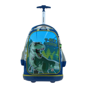 Set de Mochila Ruedas Baston Lonchera Lapicera Sonidos Escolar Chenson Dinosaurio T-Rex Trerror CO66404