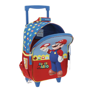 Mochila Chica Chenson Ruedas Niño Escolar Kinder Mario Bros Mush MB66263-9 Carro de Fabrica