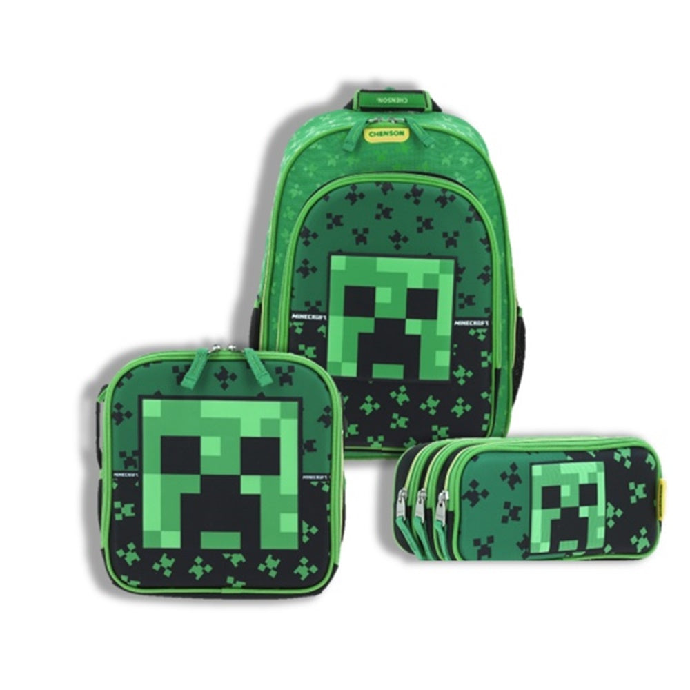 Set de Mochila Lonchera Lapicera Para Niño Escolar Primaria Minecraft Dupper MC66084