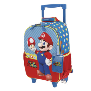 Mochila Chica Chenson Ruedas Niño Escolar Kinder Mario Bros Mush MB66263-9 Carro de Fabrica