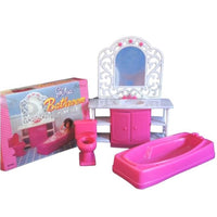 Muebles para Casa de Muñecas BAÑO Rosa Juguete de Importación
