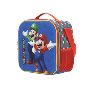 Set Chenson Mochila Ruedas Baston Lonchera Lapicera Luz Escolar Primaria Carro de Fabrica Mario Luigi Armin MB65971