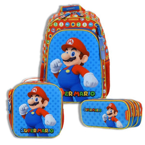 Set Chenson Mochila Lonchera Lapicera Para Niño Escolar Primaria Mario Bros Amenta MB65960